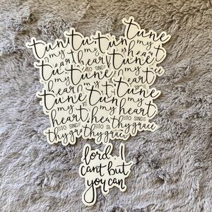 Lot of 11 Inspirational Stickers with Black and White Script